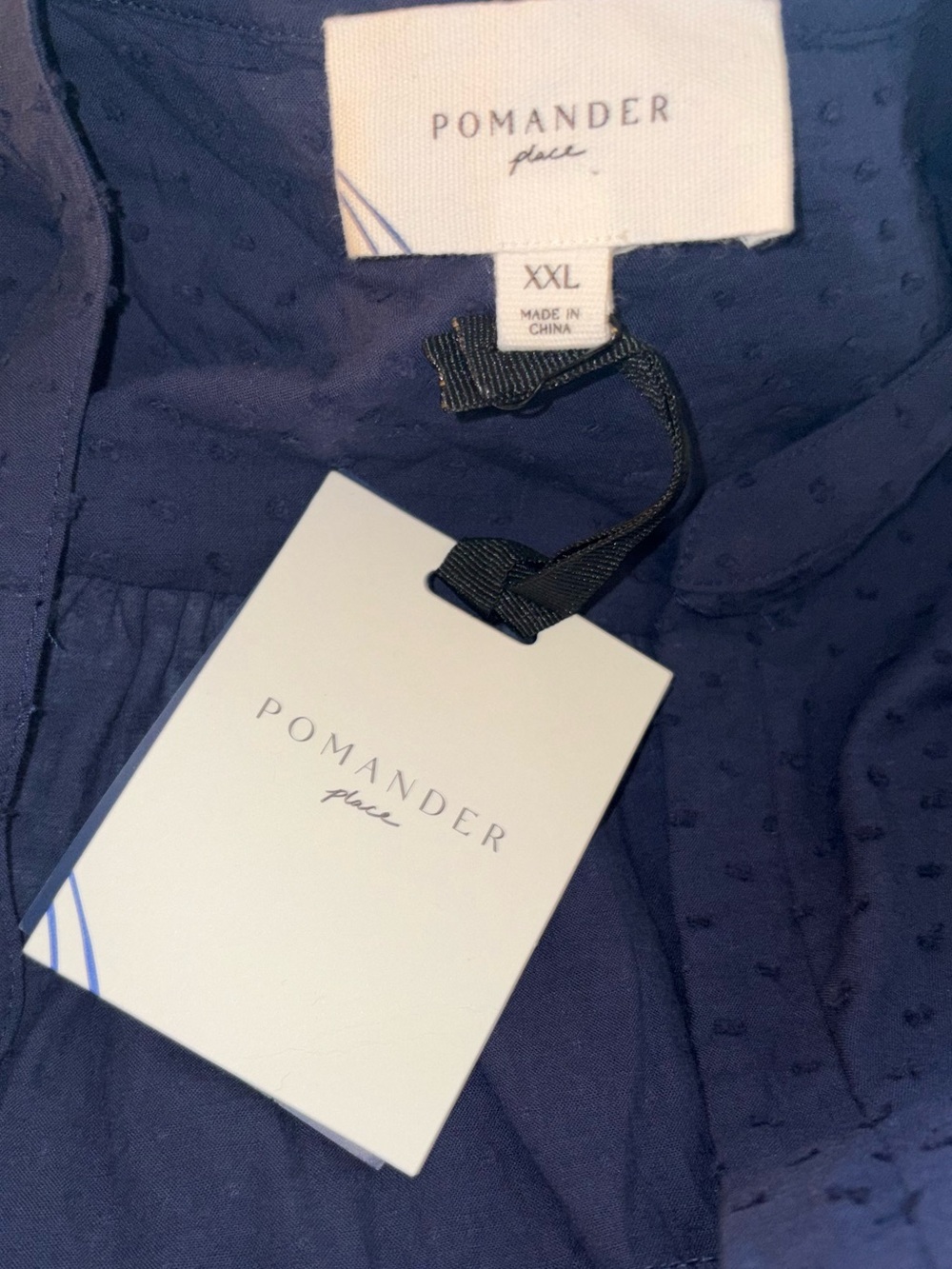 NWT Pomander Place Navy Swiss Dot Tiered Mini Dress XXL Puff Sleeve - Picture 6 of 7